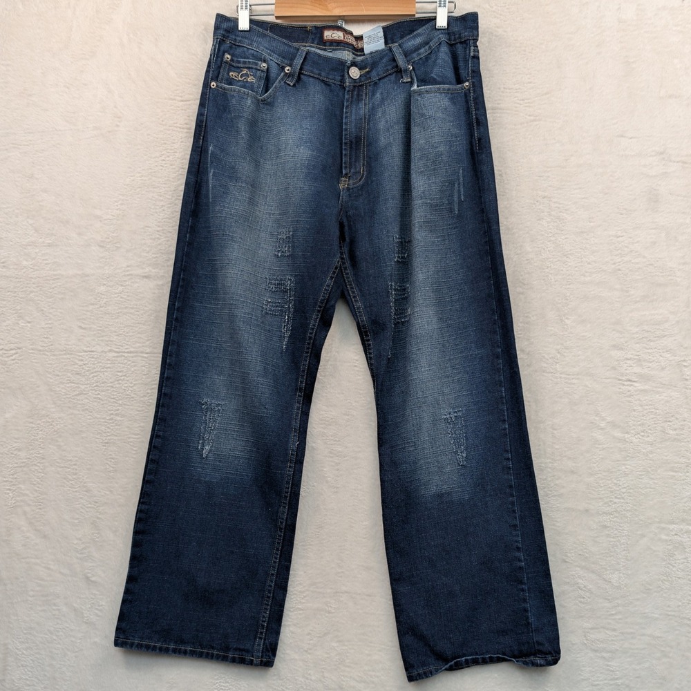 VTG Orange County Choppers Jeans Men's 37x30 Dark Blue Biker Grunge Wide Leg 90s - Picture 2 of 16